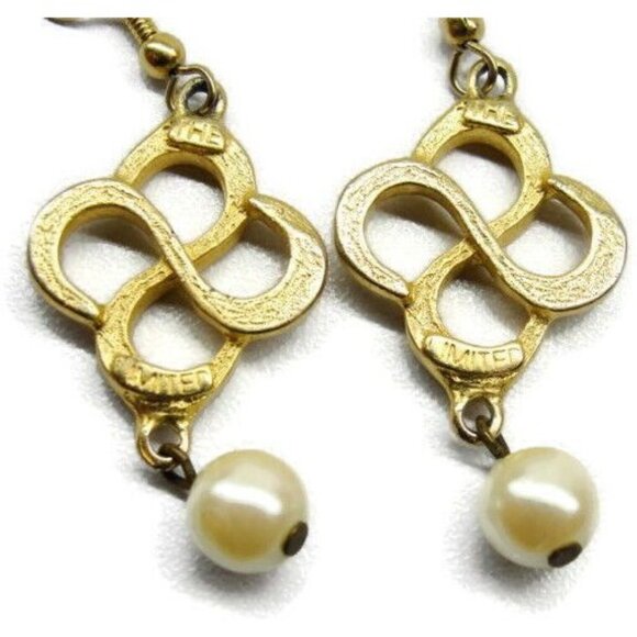 Infinity The Limited Gold Tone Vertical Drop Dangle Hook Earrings Womans - Picture 2 of 5